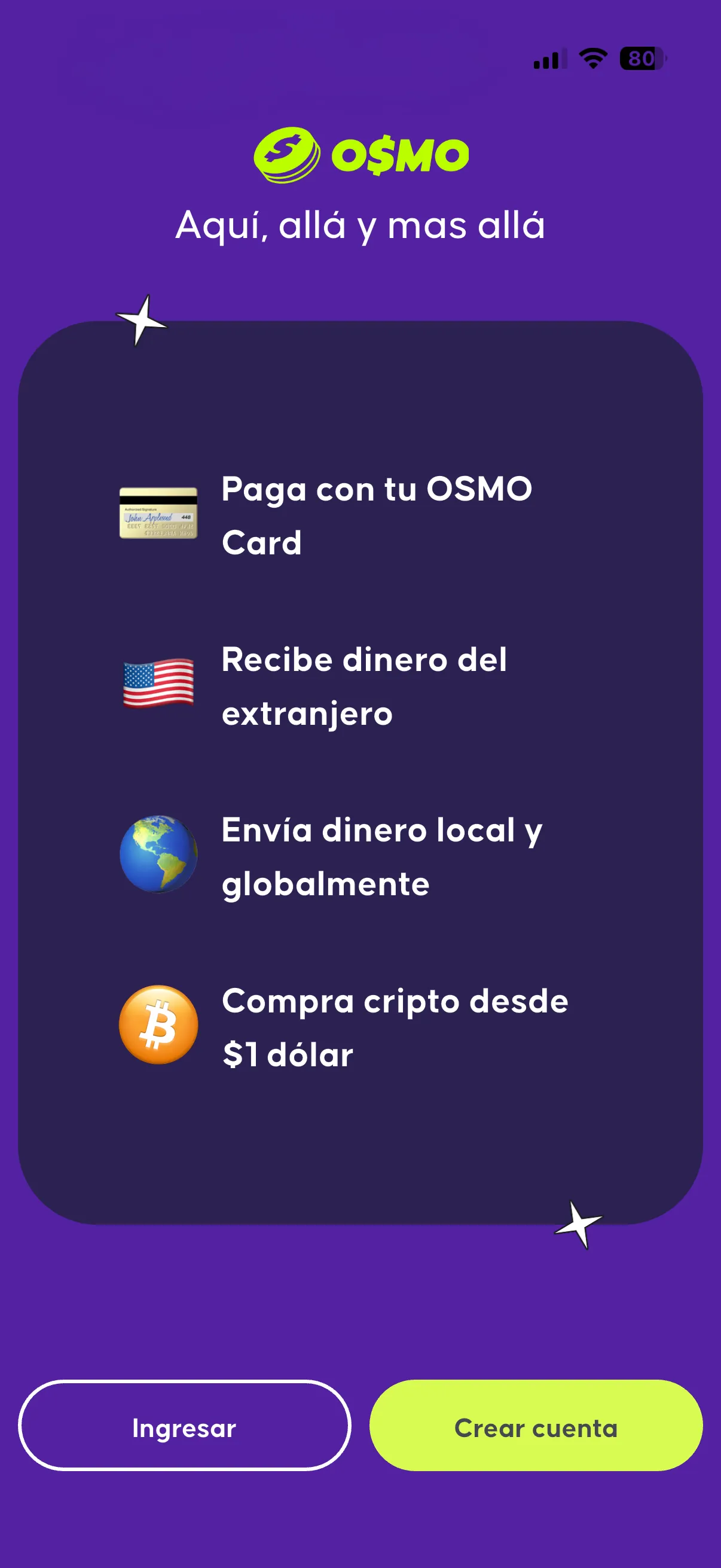 Pantalla de bienvenida de la app de OSMO al abrir tu cuenta